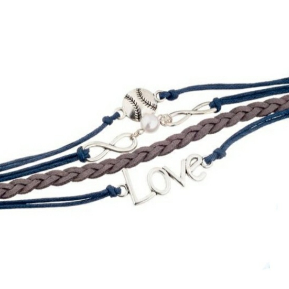 💥NEW Baseball leather bracelet with charm